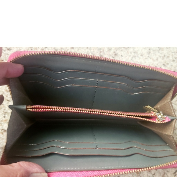 Rebecca Minkoff Pink Leather Wallet Zip Goldtone Rivets Studded Coin Purse Cute - Picture 9 of 15